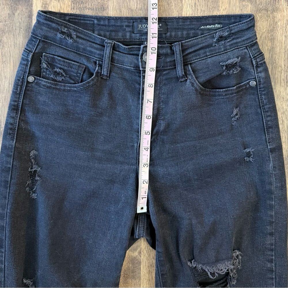 Judy Blue Jeans Distressed Boyfriend Fit Denim Los Angeles Black Women's Sz 5/27 - Picture 4 of 8